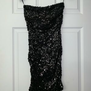 Dolce & Gabbana strapless black sequin dress